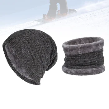 

1 Set Scarf and Hat Keep Warm Wool Outdoor Sport Costume for Adults Men Women