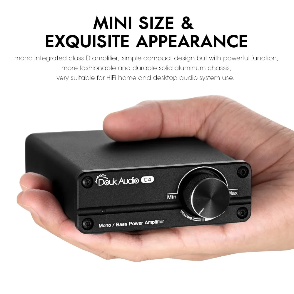 Douk Audio G4 Mini Subwoofer/Full-Frequency Mono Channel Digital Amplifier HiFi Audio 100W Power Amp turntable amplifier