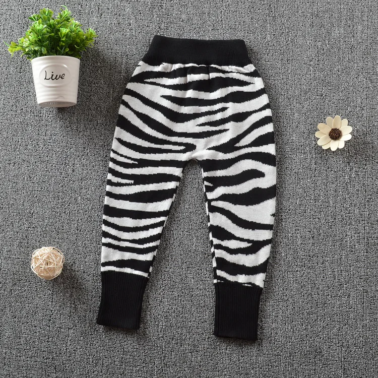 

INS Europe And America Childrenswear Handsome Tiger Pattern Pure Cotton Yarn Knitted Pants Autumn And Winter Knitted Trousers
