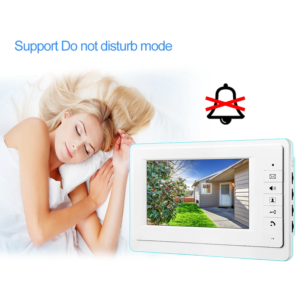 Wired Video Doorbell Intercom Indoor Monitor 7 inch Color TFT-LCD Screen 12/25 Ringtone Two-way Audio Door Phone Panel for Home video intercom station