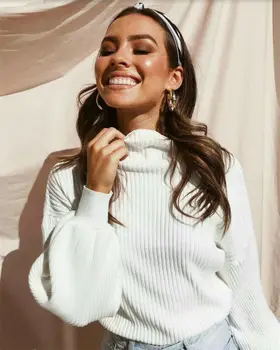 

New Women's Fashion Autumn Sweaters Long Sleeve Turtleneck Loose Pullover Solid Blouse Tops Shirt Casual