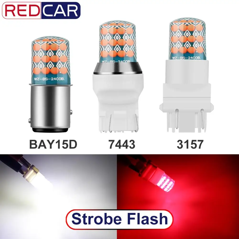 2 шт. стробоскоп светильник 1157 BAY15D P21/5 Вт T20 7443 W21/5 светодиодная лампа T25 3157 24SMD чипы