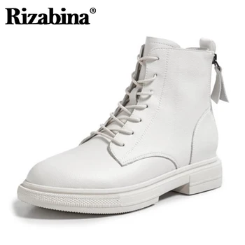 

Rizabina New Women Real Leather Boots Women Ankle Boots Zipper Shoes Woman Winter Warm Shoes Fashion Cool footwear Size 35-40