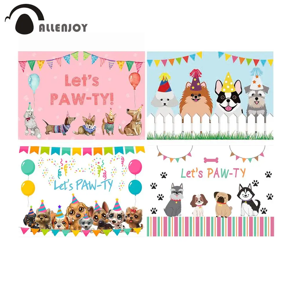 Фон для вечевечерние Allenjoy Let's paw Красочные флаги воздушные шары лента