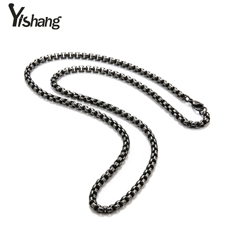 

Stainless Steel Necklaces Europe And America Retro Square Pearl Chain Titanium Steel Chain