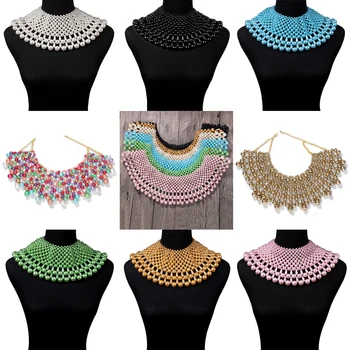 

Bohemian Simulated Pearl Big Necklace Women New 2019 Fashion Statement Elegant Simple Necklaces Wedding Party Creative Gifts