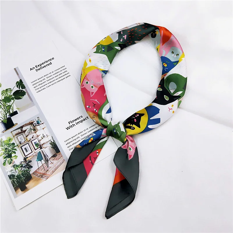 Bandana Silk Scarf Women Foulard Headband Luxury Brand Winter Scarves Fashion Zebra Handkerchief Square Neckerchief 70*70cm New mens head wrap bandana