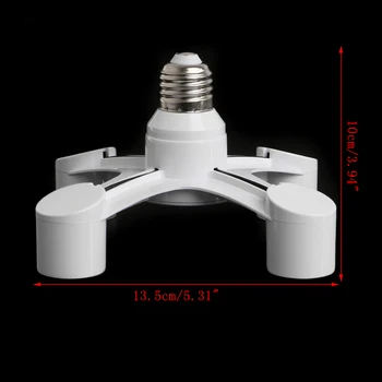 

White 4 In 1 E27- 4E27 Base Socket Splitter LED Light Lamp Bulb Adapter Holder 40JE