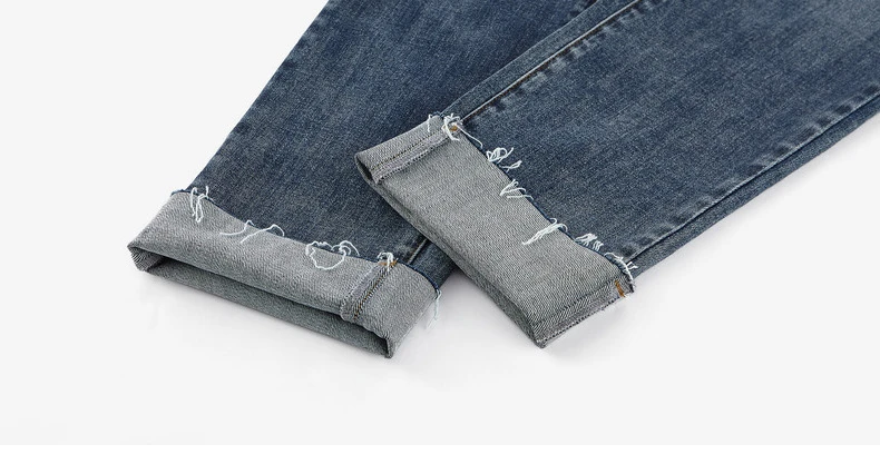 INMAN 2020 Autumn Winter New Arrival Jeans Loose Classic Simple Washed Mid-waist Raw-edged Cuffs Denim Cropped Pants