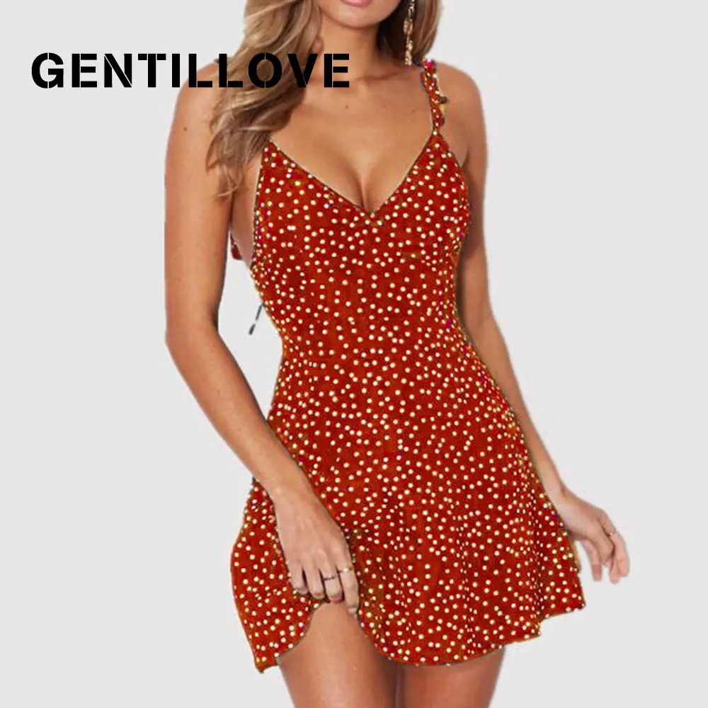 Сексуальное шифоновое платье без рукавов с открытой спиной Gentillove повседневное