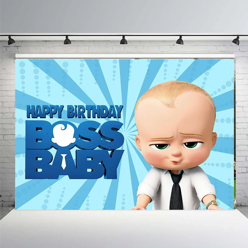

Photo Backdrop Blue Wall Photobooth Home Decorations Boss Baby Backdrops Children Birthday Photography Backdround for Photo