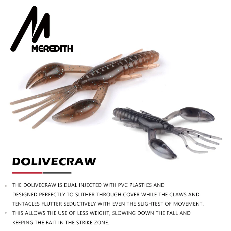 MEREDITH DoliveCraw 20 шт. мягкие приманки силиконовые приманки червь 50 мм 2 г рыболовные приманки привлекательные креветки воблер джиг Вертлюг бас Рыбалка