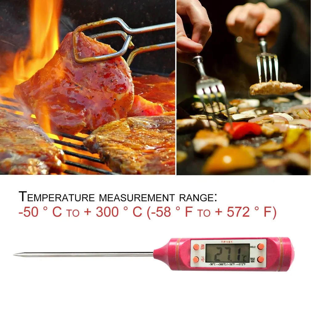 Цифровой ЖК-экран, термометр для приготовления пищи, мяса, зонд из нержавеющей стали, кухонная печь, барбекю, жидкость, принадлежности для приготовления пищи