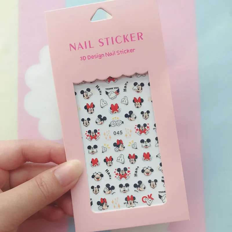 Disney Cartoon Sticker Disney Princess Mickey Mouse Donald Duck Stitch Anime Nail Sticker 3D Handmade DIY Nail