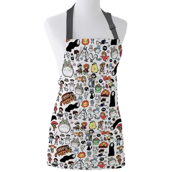 

Kawaii Ghibli Doodle Adjustable Apron Cooking Kitchen Restaurant Bar Chef Bib Unisex Canvas Aprons for Women Men Kids