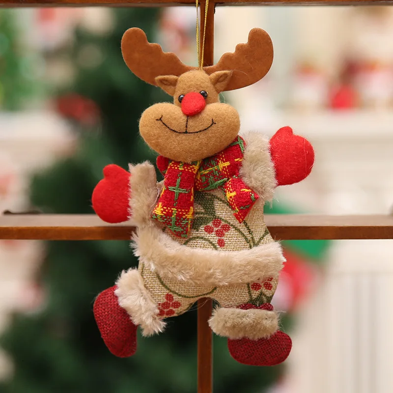 Веселые новогодние куклы подарок каваи Санта Клаус Снеговик дерево игрушки для детей кукольные украшения для дома Плюшевые настенные вещи - Цвет: Dancing pendant elk