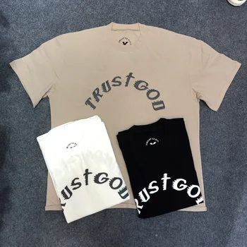 

2019ss Kanye West Sunday Service Holy Spirit TRUST GOD Offset Printing Women Men T shirts tees Hiphop Men Cotton T shirt Loose