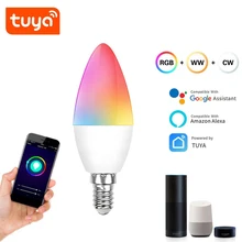 

TUYA Tuya Smart Bulb E14E12 Port LED Bulb Candle Voice Control RGB Colorful Light Compatible With Alexa Google Home LED Bulbs