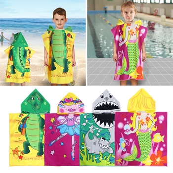 

Toddler Kids Hooded Beach Bath Towel Cartoon Soft Swim Pool Coverup Poncho Cape For Boys Kids Children 1-7 Years Old Bath Robe