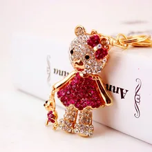 Креативный милый бриллиант набор медведь автомобильный брелок пара медведь металлический кулон брелок Женская сумка аксессуары маленькие подарки