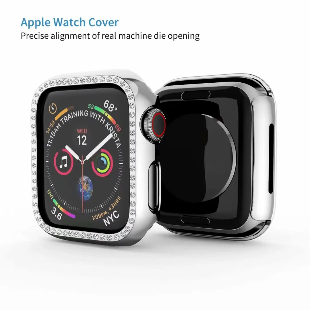 Роскошный чехол из поликарбоната с бриллиантами для Apple Watch 3 2 1 42 мм 38 мм защитный чехол для iWatch 40 мм 44 мм серия 4 5 бампер для часов