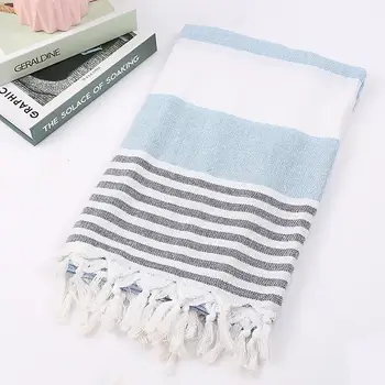 

50 Turkish Beach Towels Cotton Stripes Yarn-Dyed Stripes Thin Bath Towel Sunscreen Muslin Towels for Adults 100*180cm Peshtemal