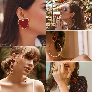 

MLING Vintage Gold Hollow Geometric Alloy Dangle Earrings Newest Heart Earrings for Women