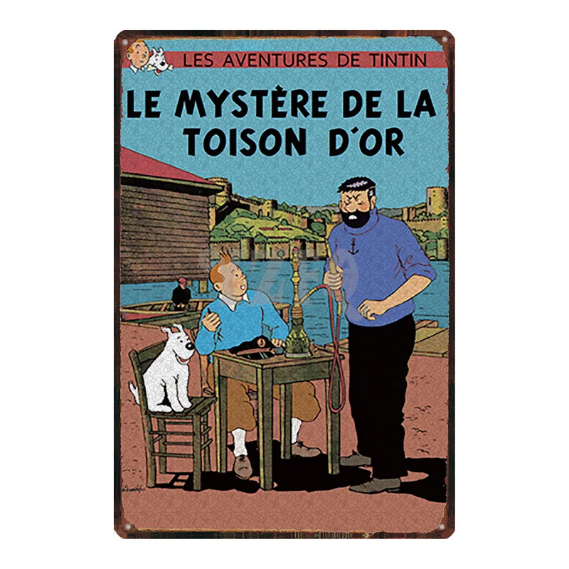 Tintin мультфильм металлическая жестяная вывеска потертая шикарная стена для детской комнаты для магазина кофе, дома Искусство ремесло Tiki Бар Декор 30X20 см DU2986