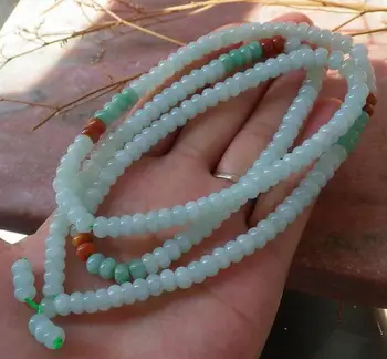 

Green Natural A JADE Jadeite Beads Circle Necklace 27 inches