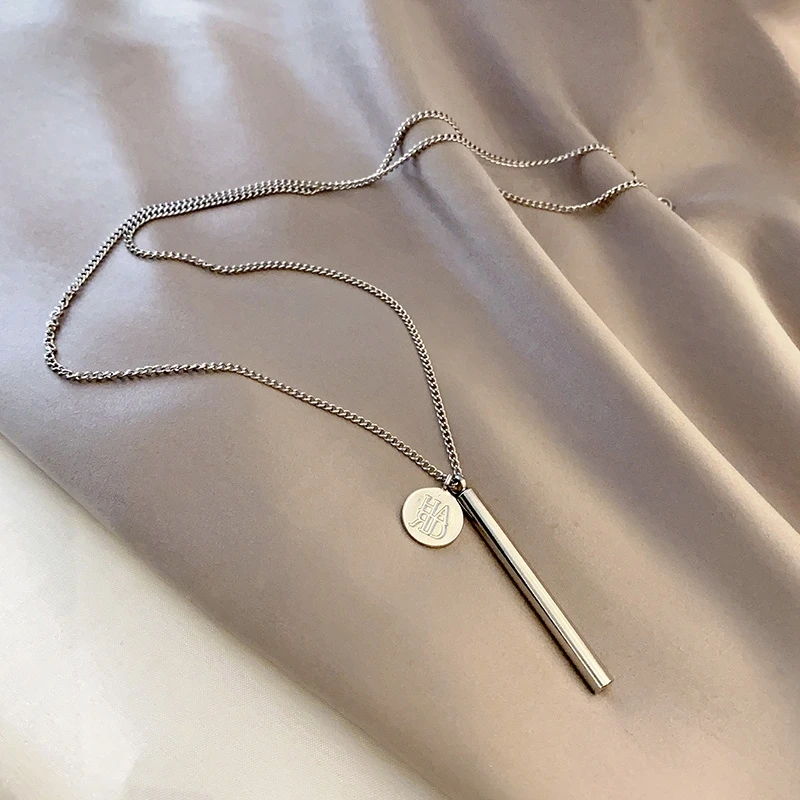 Long Cylindrical Necklace Hip Hop Ins Simple Cold Wind Niche Design Exquisite New Trendy Clavicle Chain | Украшения и аксессуары