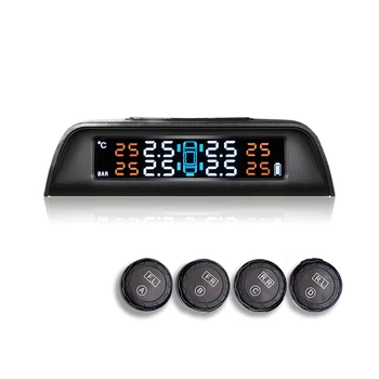 

New Car Tire Pressure Monitoring System Solar Power Wireless Smart TPMS Real-time Displays