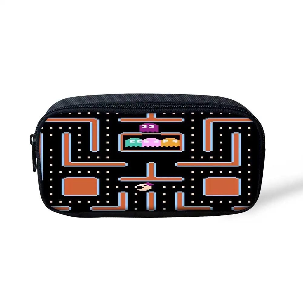 Чехол для карандашей WHEREISART Pacman в стиле ретро для мальчиков и девочек, студенческий школьный пенал, косметический чехол, Холщовая Сумка для карандашей, на заказ