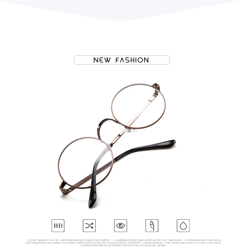 Mode, винтажные круглые винтажные очки с пистолетом, женские очки, Lunette, светильник, линзы, светильник, металлические очки, прозрачные женские очки, simpl