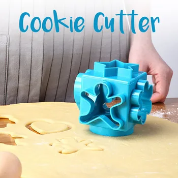 

6 In 1 Cookie Cutter Five-pointed Star Sugarpaste Kitchen Gadget DIY Baking Pastry Tool Biscuit Mold Heart Flower Multipurpose