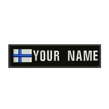 

Finland Flag Embroidery Custom Name Text Patch Stripes badge Iron On Or Sew On Or Velcro Backing Patches For Clothes Backpack
