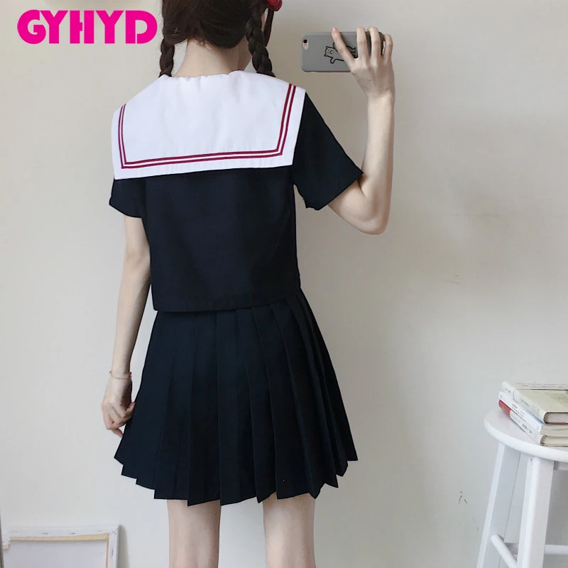 Летняя школьная форма набор Студенческая Униформа-матроска костюм темно-синий стол костюм японская школьная форма для девочек