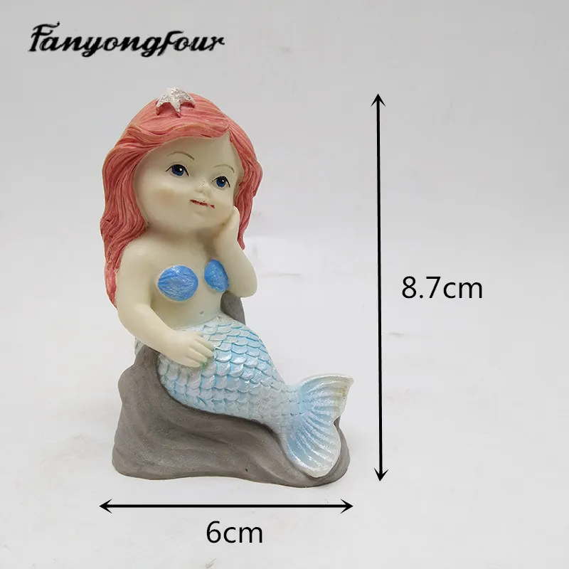 3D милая силиконовая Русалка, форма для гипсовой смолы, свечи, шоколад, форма для помадки, форма для выпечки