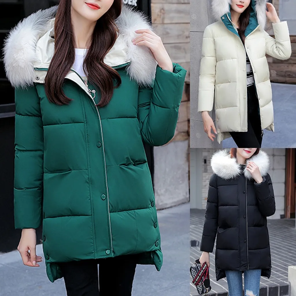 Новинка, зимняя куртка женская парка, большие размеры, Толстая теплая длинная свободная зимняя одежда с капюшоном, куртка с хлопковой подкладкой, верхняя одежда#910