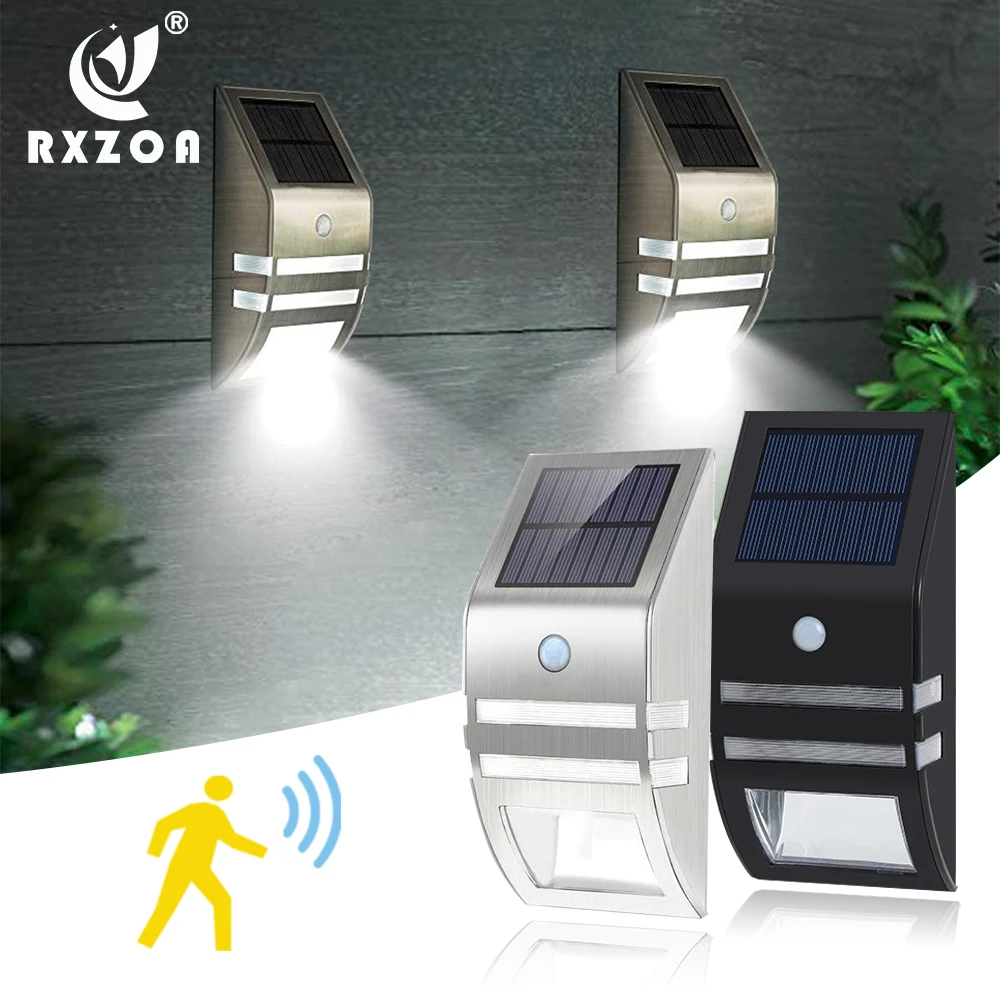 LED Solar Wall Light with Motion Sensor Light Stainless Steel Fence Light IP65 Waterproof Step Light Garden Lighting solar lights outdoor