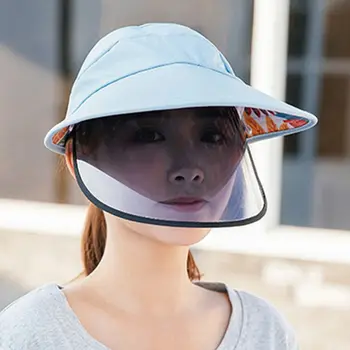 

Women Summer Empty Top Sun Visor Hat with Detachable Plastic Panel Face Shield Sunscreen Outdood Wide Brim Adjustable Protective