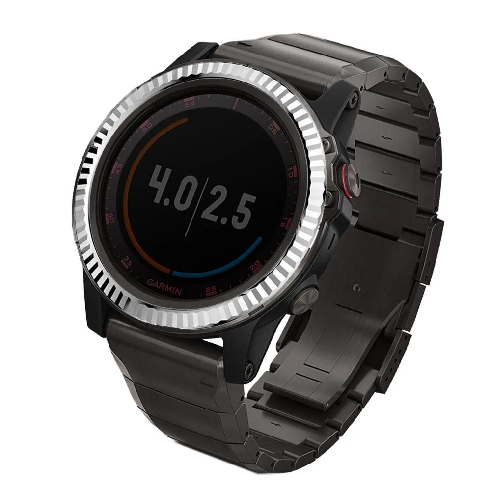 Для часов Garmin Fenix 5/5 Plus кольцо с ободком из полированной нержавеющей стали клейкая крышка кольцо с защитой от царапин