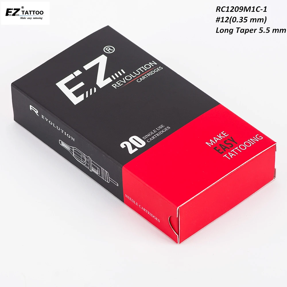 EZ Revolution Cartridge Tattoo Needles Curved Magnum Round Magnum 9RM #12 (0.35 MM) for Rotary Pen Machine Grips 20 Pcs/Box self supplied creality ender 3 s1 3d printer double gear direct injection machine curved spring leaf publishing and printing