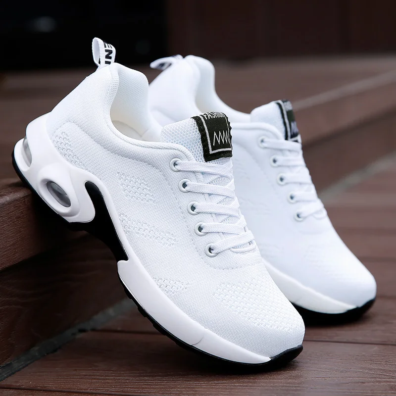 VEJAY-Zapatillas nuevas de malla antideslizantes para mujer, zapatos informales con cordones, zapatillas deportivas Air Cushion, zapatos de dama sin taco