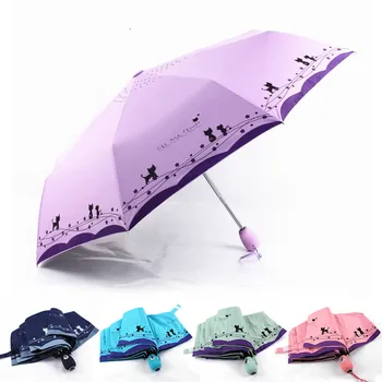

Automatic Umbrella Rain Women Mini Folding Umbrella UV Protection Windproof Black Coating Anti UV Parasol Umbrella Girl QZH032