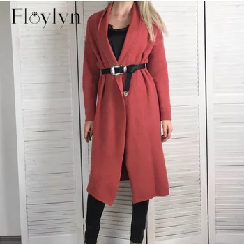 

Floylyn Winter Thick Long Cardigan Knitted Sweater Women Long Sleeve Jumper Cardigan Casual Streetwear Open Stitch Sweater