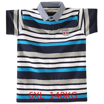 

Plus Size Summer Men Polo Shirt 2020 New Striped Short-Sleeved Plus Fat Cotton Business Homme Loose Casual POLO Shirt 6XL LZ527
