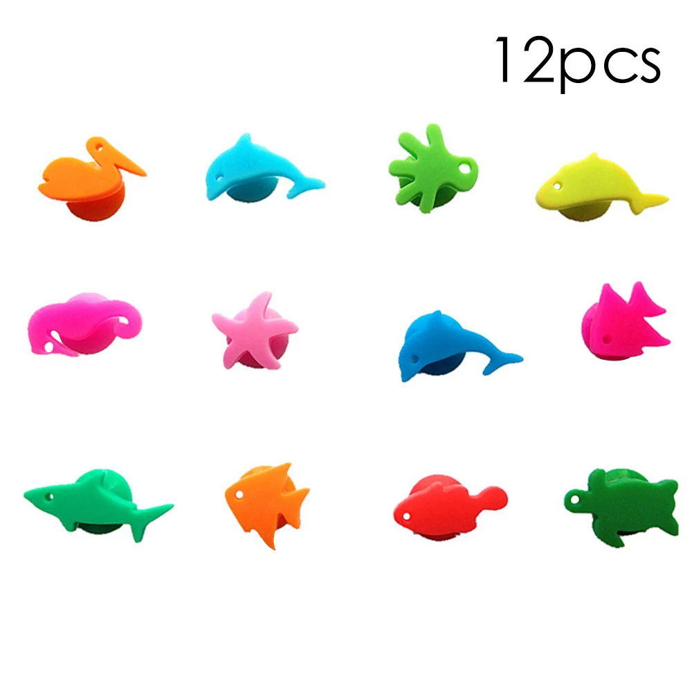 

12pcs Silicone Wine Glass Marker Drinking Cup Identifier Party Cup Sign Wine Glass Recognizer Cup Distinguisher Tool for Parties