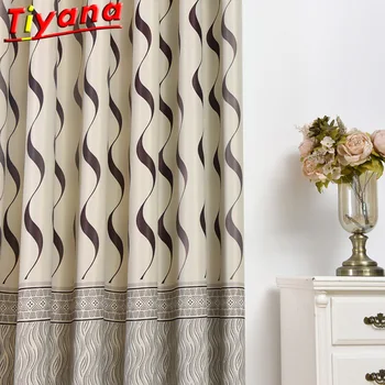 

Coffee Geometric Curtains for Living Room 1PCS 100*200CM Wave Stripe Printed Blackout Curtains for Bedroom Bay Window PC020#30