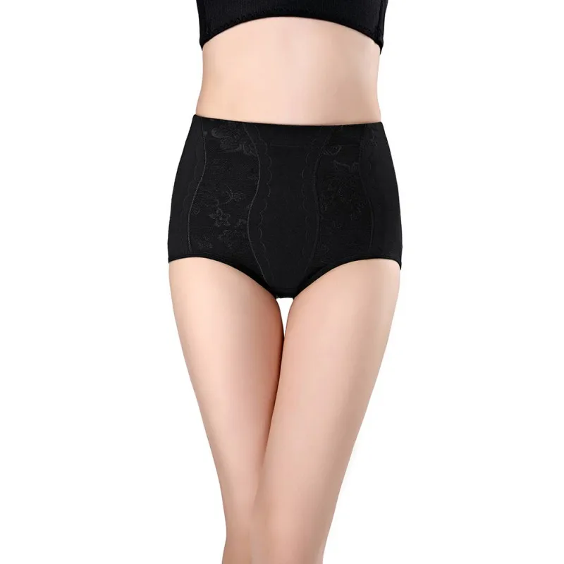 

Woman Control Underpant Female High Elastic Mid Waist Breathable Slimming Belly Hip-Lifting Comfortable Embroidery Cotton Shaper