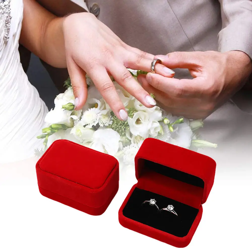 Velvet Couple Double Ring Box Earrings Box Jewelry Case Storage Gift Box Jewelry Counter Display New 2021 2021 ice gray jewelry box drawer storage organizer gray soft velvet jewellery earring necklace pendant bracelet tray 9 options